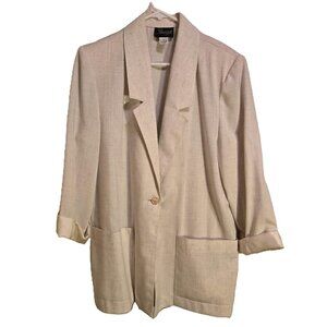 RADCLIFFE Lagenlook Oversized Cream Ivory Flax Linen Blazer Jacket Women's 8